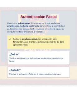 Captura de pantalla de una página web que explica la autenticación facial. Destaca la importancia del escaneado facial, recomienda una simulación previa y responde a preguntas sobre en qué consiste el proceso y cuándo tiene lugar.