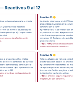 Captura de pantalla de un simulador educativo con cuatro casillas de preguntas etiquetadas como 