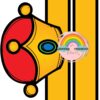PROYECTO SIGUIENDO LA ESTRELLA (TEMÁTICA REYES MAGOS) 7 Vibrante imagen que muestra una corona de oro con joyas rojas y azules junto a dos barras de oro verticales, inspirada en el PROYECTO SIGUIENDO LA ESTRELLA (TEMÁTICA REYES MAGOS). En la esquina superior izquierda aparece