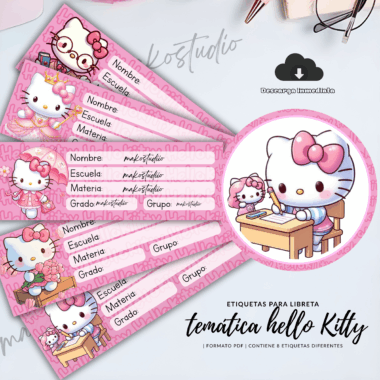 Etiquetas para cuadernos hello kitty