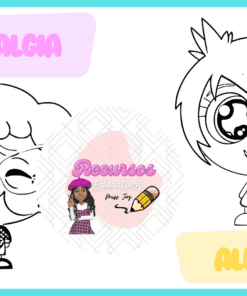 Ilustración de dibujos animados de dos personajes. El personaje de la izquierda, etiquetado como 