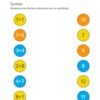 Cuadernillo de Actividades para 1er Grado – Lectoescritura y Matemáticas 9 Hoja de ejercicios para emparejar problemas de suma con sus sumas. Los círculos de colores muestran las sumas (7+1, 7+5, 2+8, 4+7, 8+1) a la izquierda y las respuestas (10, 7, 9, 8, 12, 11) a la derecha. Espacios para nombre, fecha y curso en la parte superior.