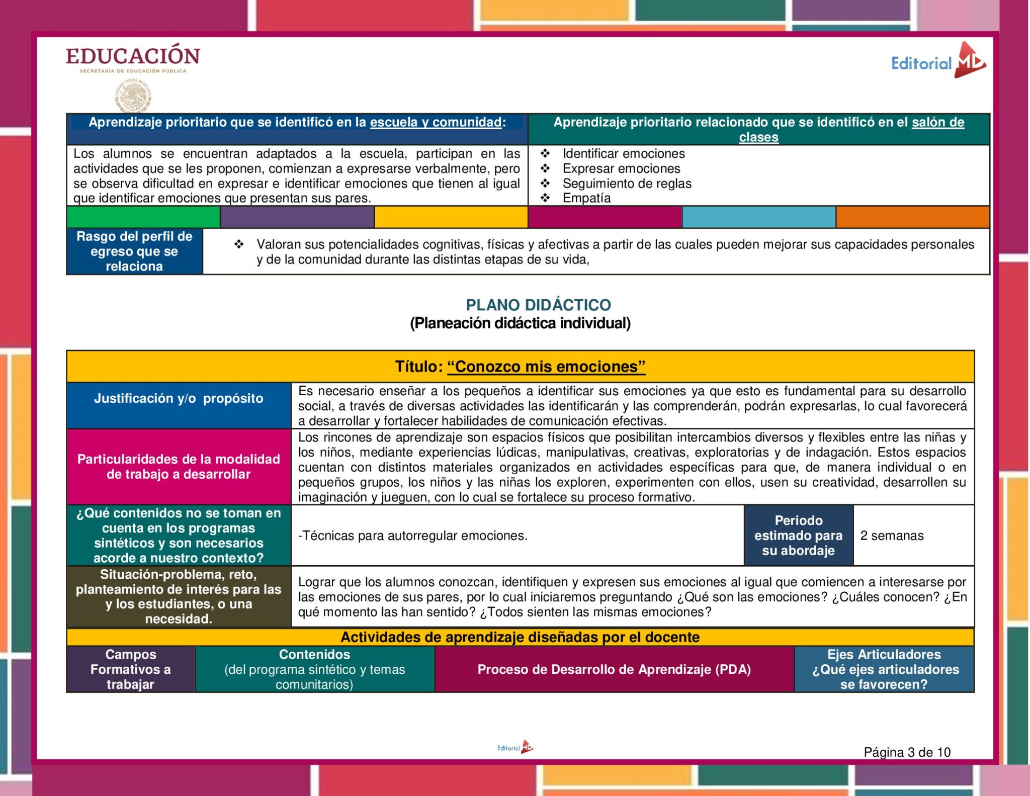 Planeación Conozco mis emociones para Preescolar 4 Planeación Conozco mis emociones para Preescolar - Image 4