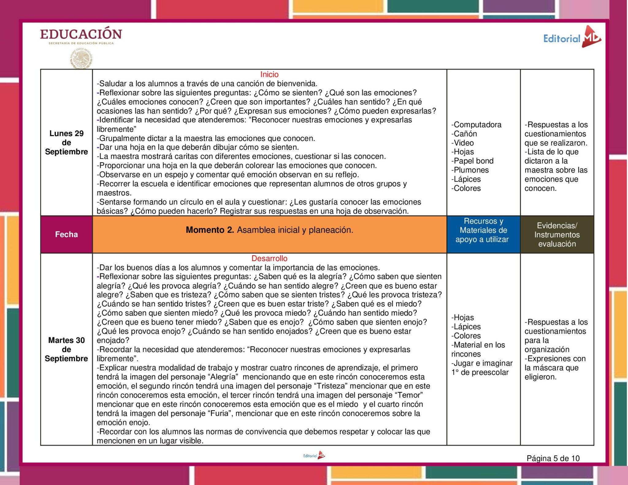 Planeación Conozco mis emociones para Preescolar 6 Planeación Conozco mis emociones para Preescolar - Image 6