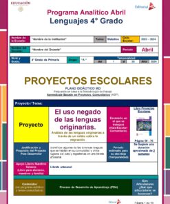 Colorido cartel educativo para un programa de artes del lenguaje de cuarto grado titulado 