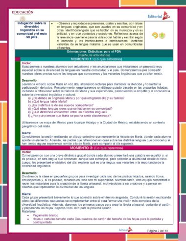 Esta imagen parece ser una página de un documento educativo para Planeación de Abril Cuarto Grado de Primaria 2024 NEM, que presenta texto en español que analiza la diversidad y la inclusión en la comunidad y el país en general. La página incluye viñetas, secciones de párrafos y encabezados de colores en rojo y verde como parte de la NEM Planeación de Abril 2024.