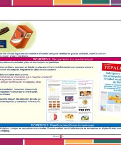 Un colorido folleto educativo que analiza los efectos negativos del consumo de alimentos ricos en grasas, azúcares y calorías. Incluye información sobre alimentación saludable, actividades grupales y pasos de planificación personalizados para Planeación de Febrero Cuarto Grado de Primaria 2023 – 2024 NEM. El diseño presenta imágenes de alimentos, cuadros de texto y un diseño estructurado.