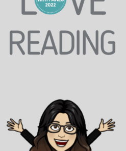 Caricatura de una mujer sonriente con cabello largo y castaño y gafas, con los brazos extendidos, debajo de un texto que dice 