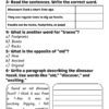 50 Lecturas en Inglés para 3 Grado de Primaria (Reading Comprehension) 9 Una hoja de trabajo educativa para 3 Grado de Primaria con seis preguntas sobre fósiles y dinosaurios. Las respuestas están parcialmente completadas. La hoja incluye una sección para completar los espacios en blanco, preguntas de opción múltiple y un breve párrafo que describe el descubrimiento de un fósil de T-Rex para mejorar las habilidades de comprensión lectora. Se puede encontrar en 50 Lecturas en Inglés. para 3 Grado de Primaria (Comprensión lectora).