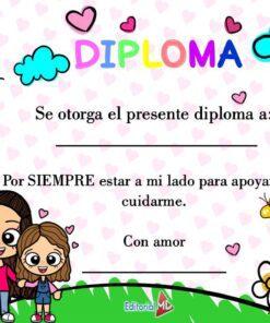 Diploma de dibujos animados de colores con 