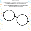 Cuadernillo Actividades Educación Socioemocional: Hoja educativa colorida en español con gafas redondas, decoraciones y cita sobre aprender de conflictos. Invita a los estudiantes a describir situaciones desde una perspectiva positiva y empática.