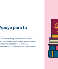 Paquete Promoción a SUPERVISOR ESCOLAR – Educación Media Superior (Carta de Exposición de Motivos + Plan de Mejora Continua + Guía EMS) EMS BACHILLERATO 2026–2027 35 Ilustración de libros apilados, un pergamino, una balanza y un mazo junto a un texto en español sobre recursos de apoyo para la preparación de exámenes, en el que se destaca la importancia de utilizar materiales normativos y pedagógicos.
