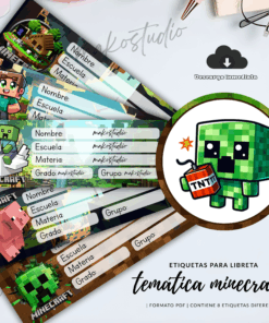 Etiquetas para cuadernos minecraft