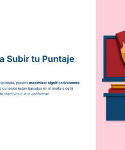 Una mujer alegre sostiene un libro rojo junto a una pizarra y un alumno, y hace gestos hacia arriba. A su derecha hay una marca de verificación enmarcada. A la izquierda, el texto dice: 
