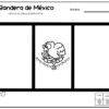 MINI TALLER CRÍTICO ¡VIVA MÉXICO EN ESCENA! PREESCOLAR 6 MINI TALLER CRÍTICO ¡VIVA MÉXICO EN ESCENA! PREESCOLAR presenta un contorno de la bandera mexicana en blanco y negro con el emblema nacional, espacios para colorear y dibujos animados infantiles, ideales para actividades preescolares o para un mini taller crítico sobre México.