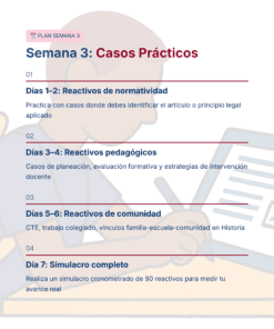 Guía de Estudio HORAS ADICIONALES HISTORIA Educación Secundaria- USICAMM 2026 - 2027 + (Simulador 90 Reactivos) 31 Un plan semanal en español titulado
