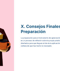 Ilustración de una mujer con un libro abierto y una taza de café, de pie junto a un texto en español titulado 