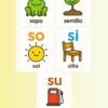 Memorama con tarjetas de silabas simples (Parte I) 9 Cinco flashcards en español con las sílabas