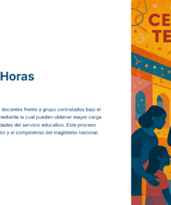 Guía de Estudio HORAS ADICIONALES CIENCIAS QUÍMICA Educación Secundaria- USICAMM 2026 – 2027 + (Simulador 90 Reactivos) 19 Ilustración de profesores y alumnos interactuando, con coloridas formas abstractas. A la izquierda, un texto en español explica las