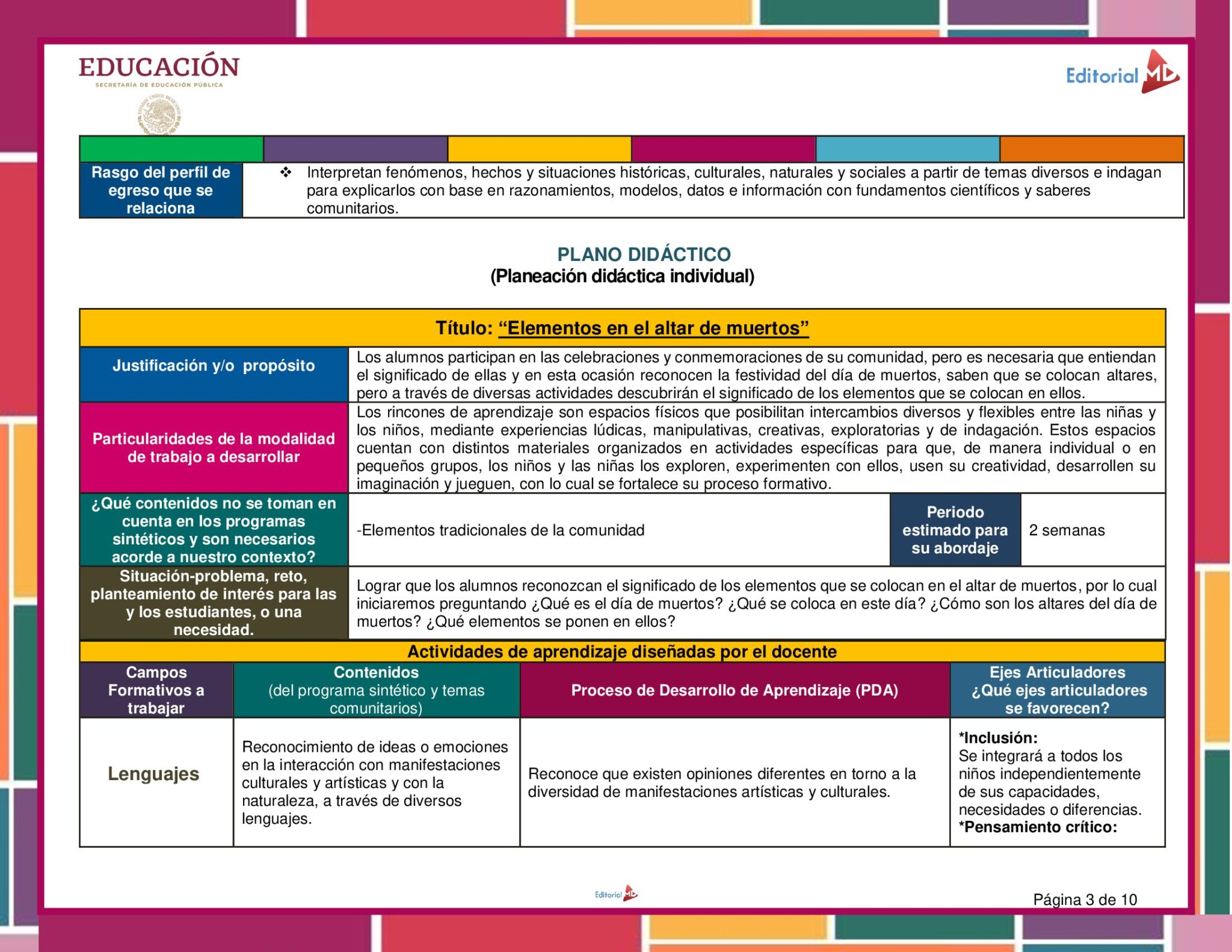 Planeación Elementos en el Altar de Muertos para Preescolar 4 Planeación Elementos en el Altar de Muertos para Preescolar - Image 4
