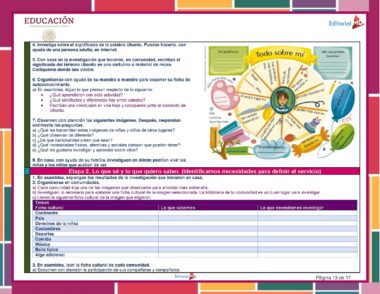 Planeación de Febrero Quinto Grado de Primaria 2023 – 2024 NEM en español para Quinto Grado, presentando diversas actividades. La hoja de trabajo incluye un mapa mental colorido, preguntas sobre la organización de una feria escolar y espacios para las respuestas de los estudiantes. Hay secciones sobre investigación, reflexión y planificación para presentar ideas durante el año escolar 2023 – 2024.