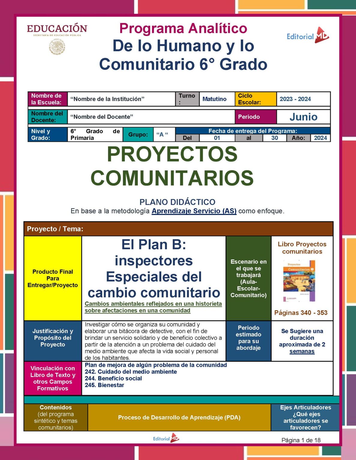 Planeación (Proyectos de Junio) Sexto Grado Primaria NEM 2026