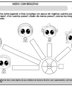 Hoja de trabajo en blanco y negro con niñas de dibujos animados, una señal de 