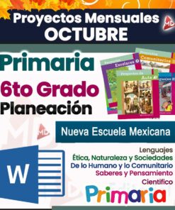¡Presentamos los proyectos del Programa Analítico 6° Primaria para octubre! Esta vibrante colección, especialmente diseñada para estudiantes de 6° grado de primaria, presenta llamativas portadas para libros de proyectos y un ícono de Microsoft Word. Se alinea perfectamente con la iniciativa 