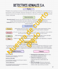 Una página de planificación de la lección de lectura en español titulada 
