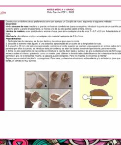 Hoja instructiva en español para un proyecto de arte con hojas de maíz dirigido a estudiantes de secundaria. Incluye materiales necesarios, pasos a seguir y referencias a imágenes como guía. El fondo tiene un diseño ligero y hay una banda elástica en la parte inferior central.

Planeaciones Música 1°, 2° y 3° Grado Ciclo Completo / Secundaria
