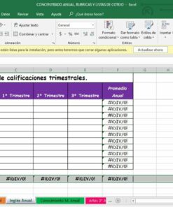 Captura de pantalla de una hoja de cálculo de Excel titulada 