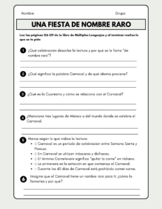 Cuadernillo de comprensión lectora. Múltiples Lenguajes. Cuarto Grado