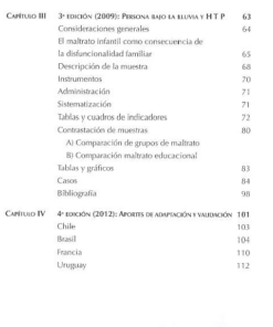 Una tabla de contenidos que muestra el Capítulo III, con temas desde 