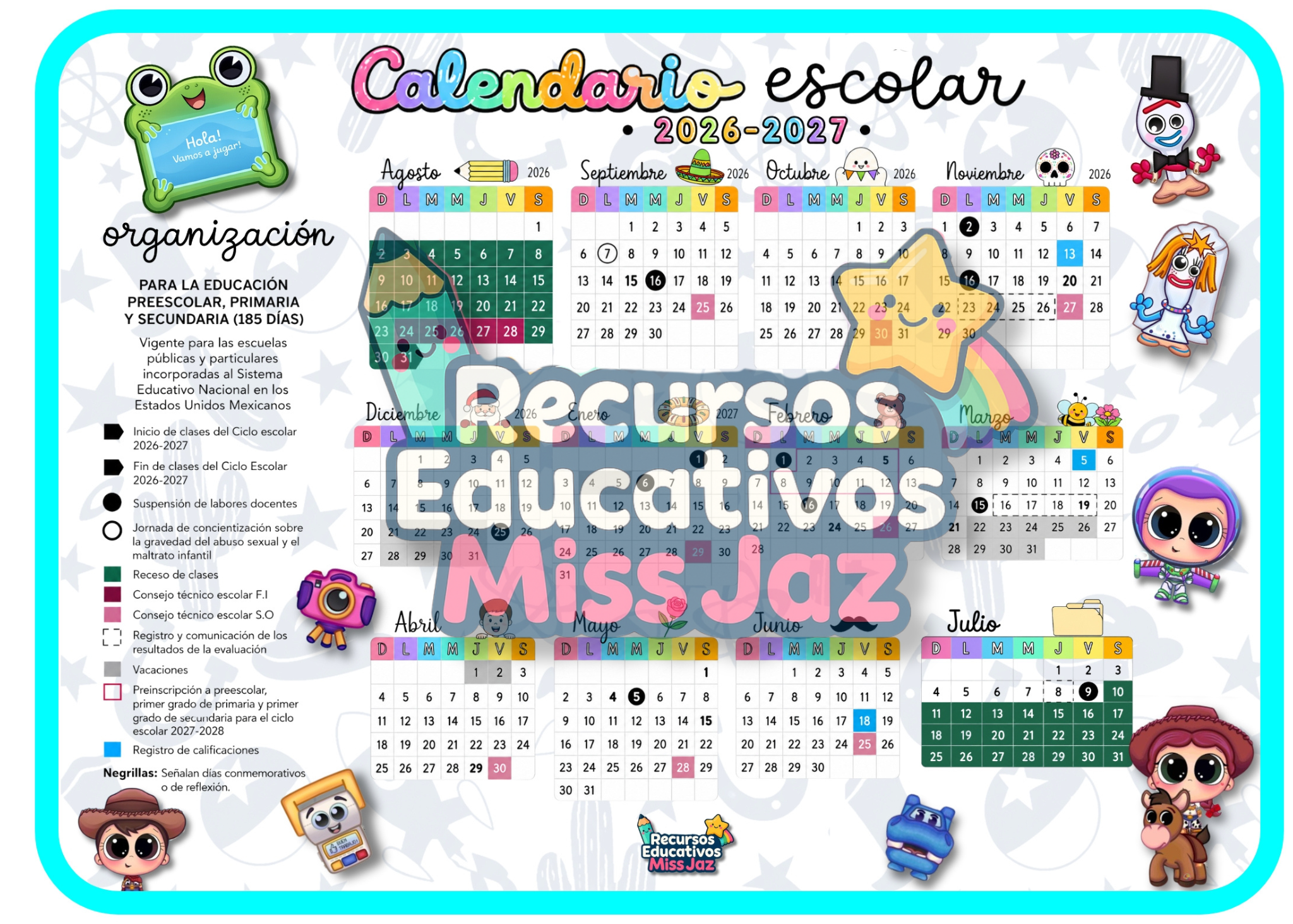 📚✨ Calendario Escolar 2026-2027 | Temática Toy Story 5 | 6 diseños 2 📚✨ Calendario Escolar 2026-2027 | Temática Toy Story 5 | 6 diseños - Image 2