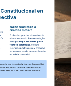 Guía de Estudio PROMOCIÓN HORIZONTAL Educación SECUNDARIA – USICAMM 2026 – 2027 + (Simulador 90 Reactivos) 27 Diapositiva que explica el artículo 3 de la Constitución Política de los Estados Unidos Mexicanos y su aplicación en el liderazgo escolar. Incluye texto resaltado, un recuadro informativo azul con un ejemplo de la vida real y un libro abierto sobre una mesa de madera.