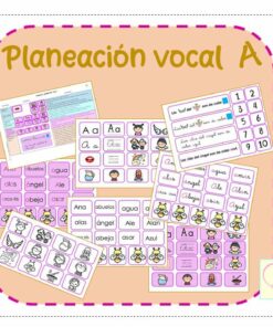 Un collage de materiales educativos para el aprendizaje de la vocal 