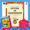 Gráfico educativo en color con una portada en PDF titulada "Lectura de Comprensión" para 5º curso, con una imagen de un libro de texto llamado "Múltiples Lenguajes" y un distintivo rojo que dice "Pensamiento crítico y creativo".