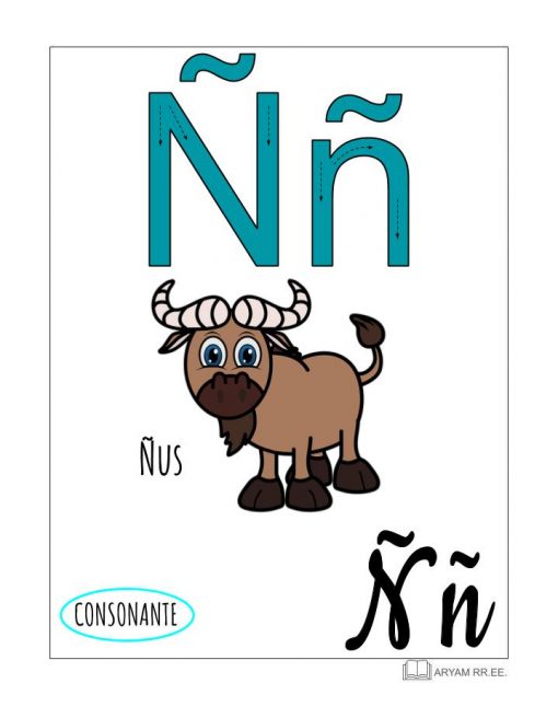 Aprendo el Abecedario. Ilustrado que contiene la letra 'N'.