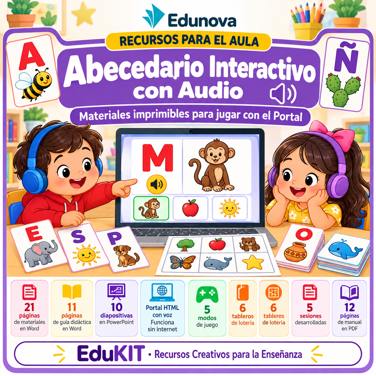 Abecedario Interactivo con Audio para Preescolar y Primaria | 27 Letras con Voz, Juegos Educativos y Portal Interactivo 1 Abecedario Interactivo con Audio para Preescolar y Primaria | 27 Letras con Voz, Juegos Educativos y Portal Interactivo