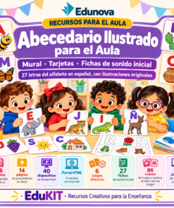 Abecedario Ilustrado para Preescolar y Primaria | 27 Carteles, 86 Tarjetas, 27 Fichas y 6 Juegos de Sonido Inicial