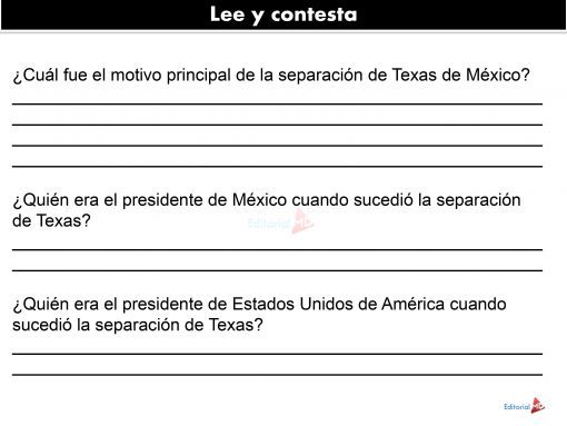 Actividad de SEPARACIÓN DE TEXAS