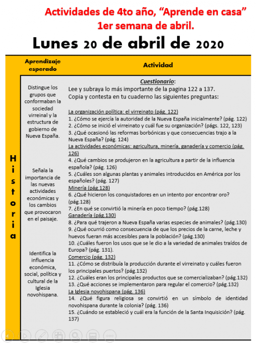 Actividades de 4°Año