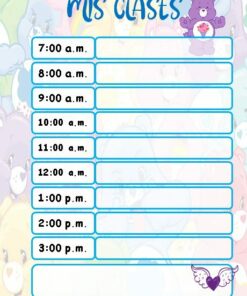 Una colorida plantilla de horario titulada 