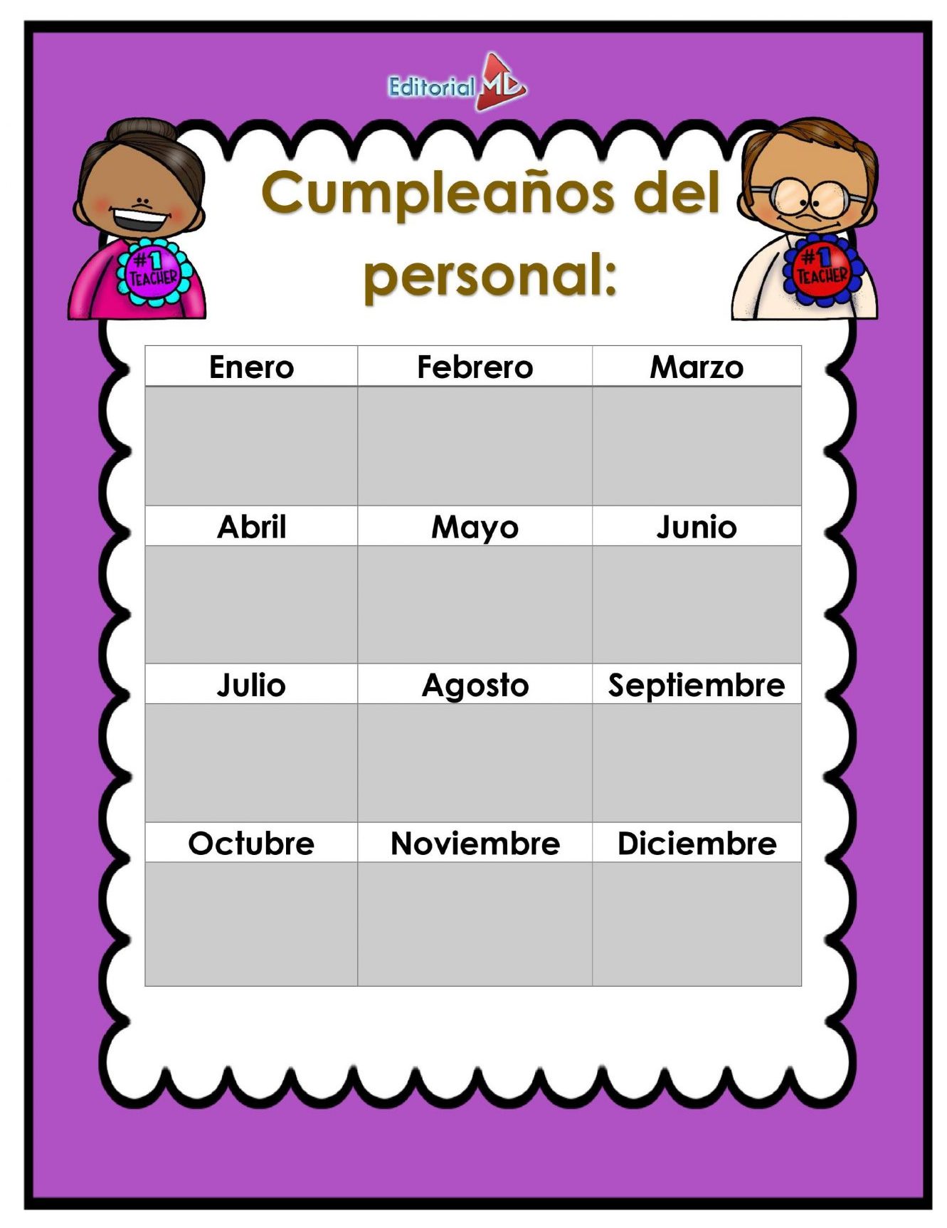 cumpleaños del personal de la agenda