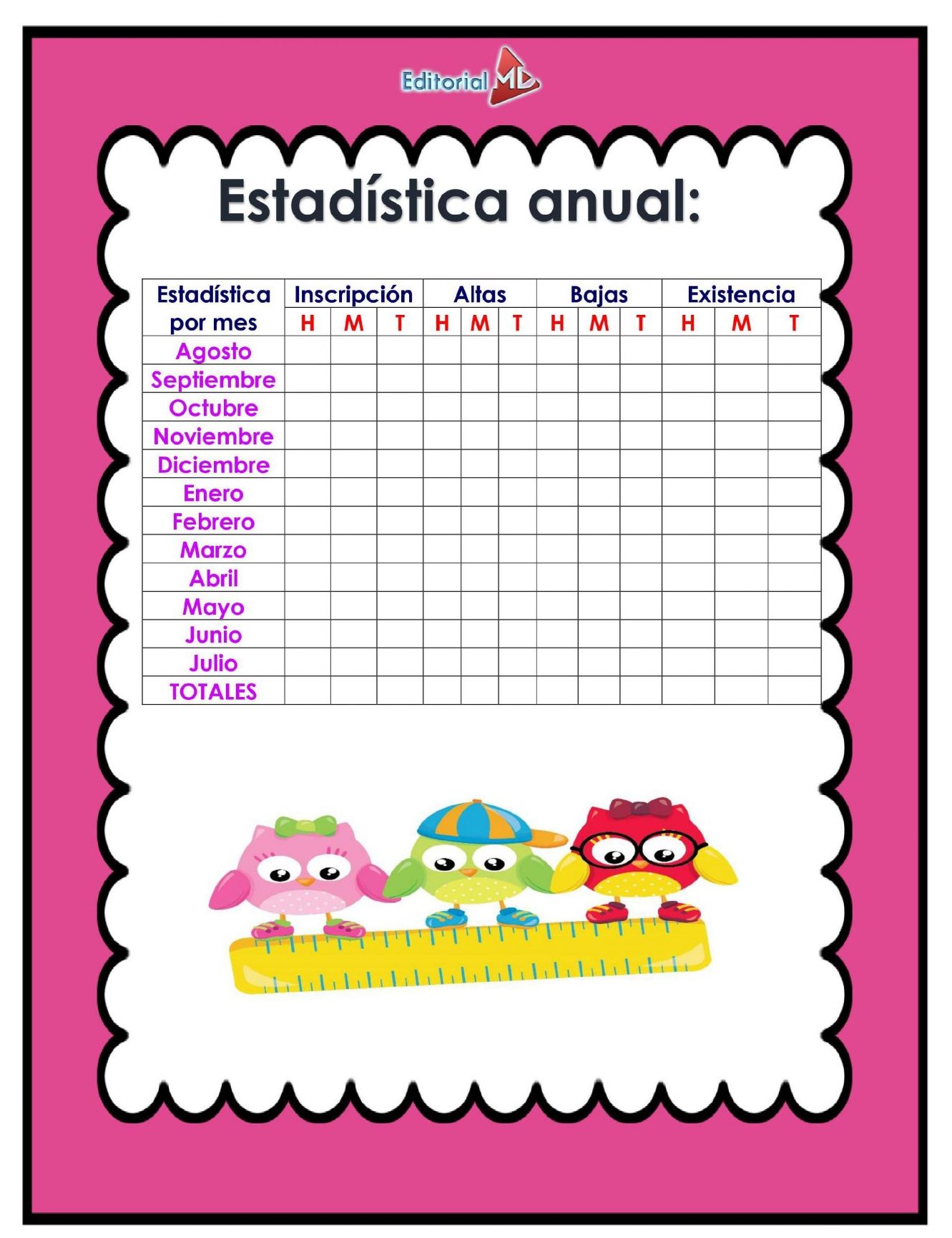 estadística anual de la agenda escolar