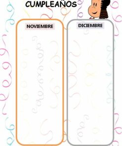 Un fondo de carta de cumpleaños con remolinos de colores, dividido en dos secciones denominadas 