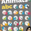 Colorido póster educativo que presenta el alfabeto ABC Animals, con cada letra de la A a la Z representada por un animal de dibujos animados, desde la A para el oso hormiguero hasta la Z para el tiburón cebra.