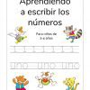 Hoja de trabajo educativa titulada "Aprendiendo los números: 22 actividades para escribir los números hasta 10" con personajes de dibujos animados (una cigüeña, un mapache, un oso y un tigre) que ayudan a enseñar a niños de 3 a 4 años el número uno ("uno") en español.