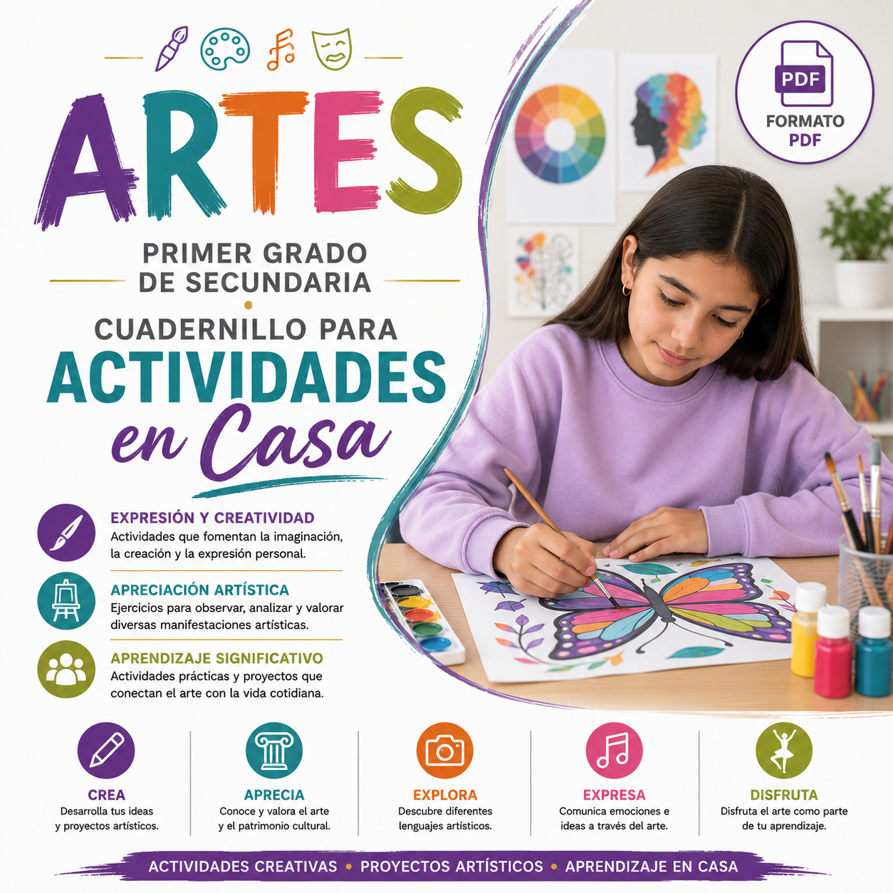 Artes Primer Grado de Secundaria Cuadernillo para Actividades en Casa 2026-2027 PDF 1 Artes Primer Grado de Secundaria Cuadernillo para Actividades en Casa 2026-2027 PDF