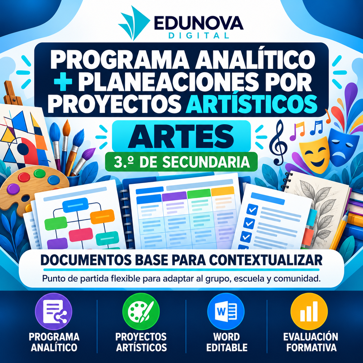 Programa Analítico y Planeaciones de Artes 3.º de Secundaria | Proyectos Artísticos | Word Editable 1 Programa Analítico y Planeaciones de Artes 3.º de Secundaria | Proyectos Artísticos | Word Editable